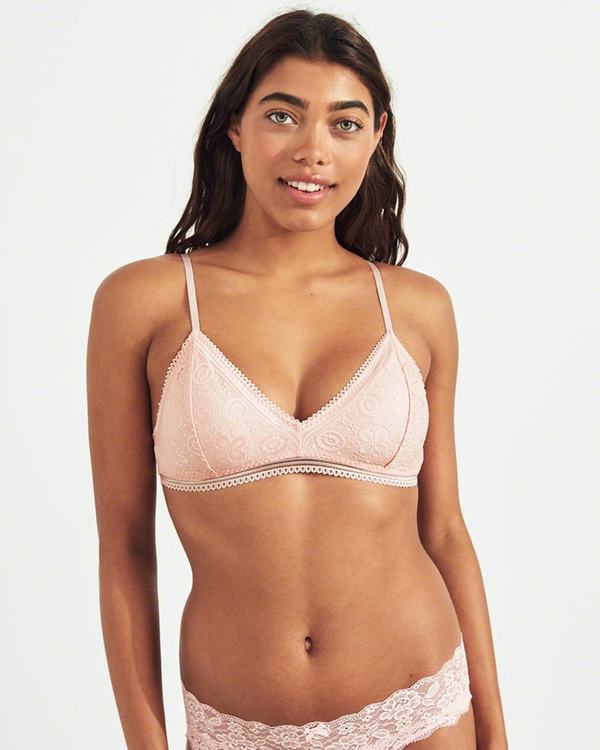 Bralette Hollister Donna Lace Trianglelette With Removable Pads Rosa Chiaro Italia (834FPAVX)